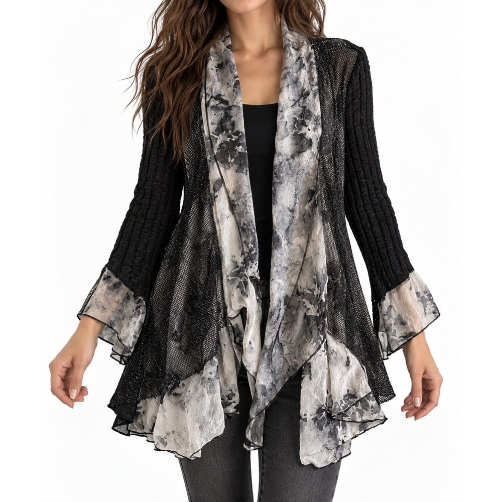 Pretty Angel Mixed Media Cardigan Medium Linen Blend Fairy Grunge Dark Romantic